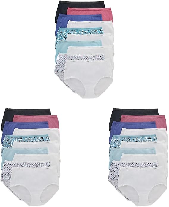 Hanes Women's Underwear Pack, 10-Pack, Full-Coverage Cotton Blend Panties, Moisture-Wicking Underwear for Women