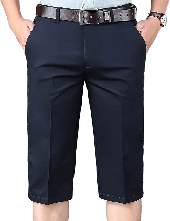 Mens Golf Dress Shorts Summer 12" Inseam Flat-Front Stretch Chino Short with Pockets