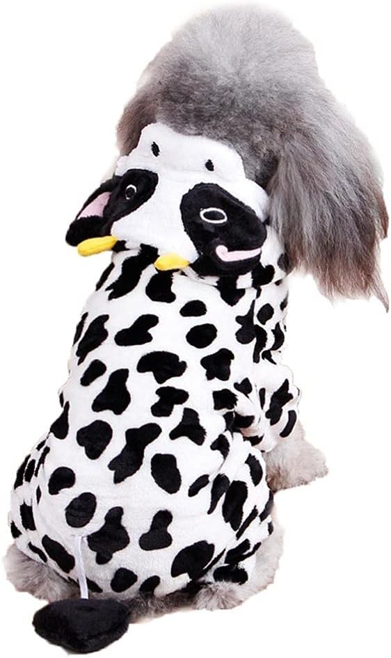 Dog Cow Costume - Adorable Halloween Milk Cow Style Puppy Cosplay, Pet Outfits Dog Halloween Costume Winter Hoodie Soft Jumpsuits for Cat Small Dogs Christmas