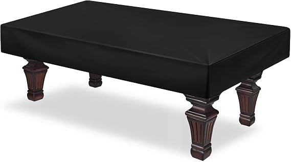 Pool Table Cover 9 Feet, Light Weight Farbric Cloth Billiard Table Covers, Waterproof & Dustproof Air Hockey Table Cover, Black (9FT)