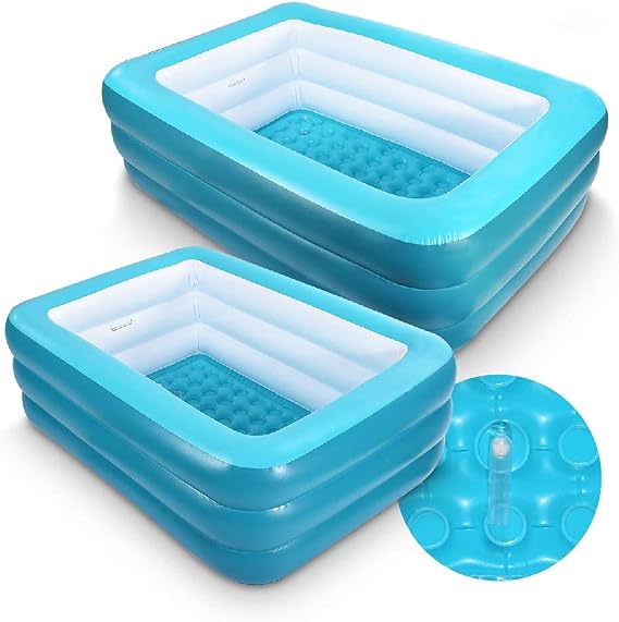Inflatable Pools, Kiddie Pools, Inflatable Family Swim Play Center Pool with Soft Floor, 82" & 59" Durable Swimming Pool, Summer Water Fun for Garden or Backyard or Indoor (82Green&59Green)