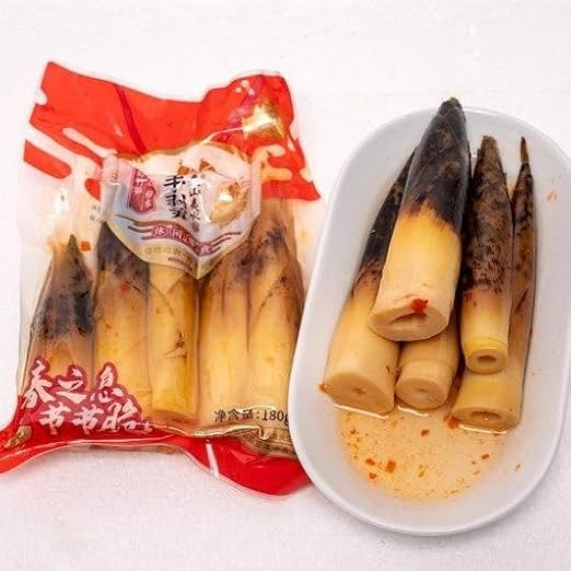 Pickled Pepper Hand Peeled Bamboo ShootsSpicy flavor, Chinese Pickled Vegetables, Ready-to-eat Spicy Snack, Crispy Bamboo Shoots, Fresh Mountain Pepper Bamboo Shoots, Spicy Strips (180g,1 pack)