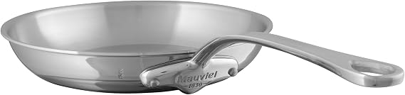 Mauviel M'Urban 4 Tri-Ply Polished Stainless Steel Frying Pan With Cast Stainless Steel Handle, 9.4-in, Made In France