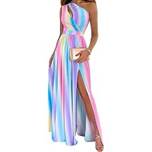 Wearable Art Anotherchills Printed Shoulder Dress for Women Elegant Fiber Summer Party Comfortable Fashionable, Color, XL