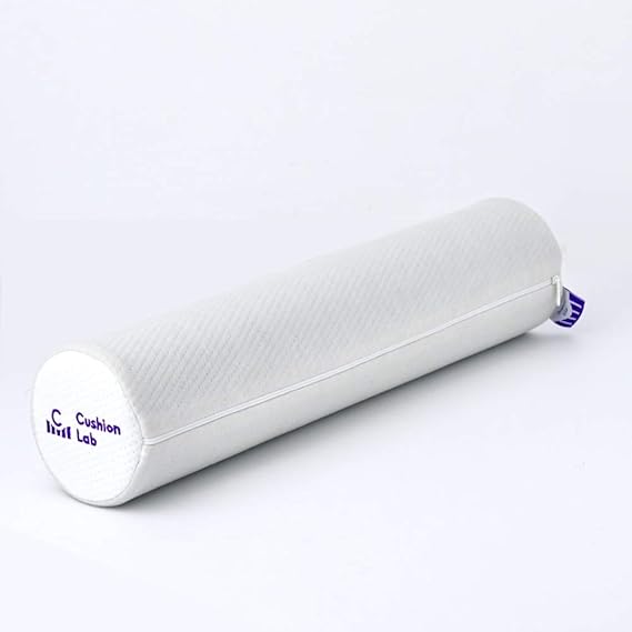 C CUSHION LAB Roll Pillow for Neck Relief - Extra Dense Memory Foam Round Cylinder Bolster for Cervical Support, Spondylosis, Neck Pain Relief, Spine Lumbar Traction - Washable Cover & Travel Bag