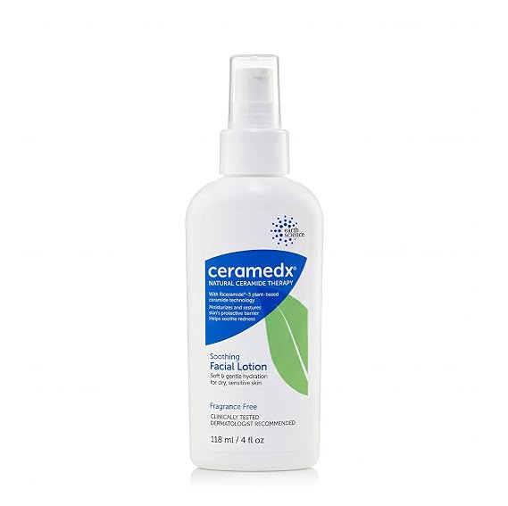 Ceramedx Soothing Facial Lotion | Natural Ceramide Lotion for Dry, Sensitive Skin | Cruelty Free, Vegan & Fragrance Free | 4 fl oz