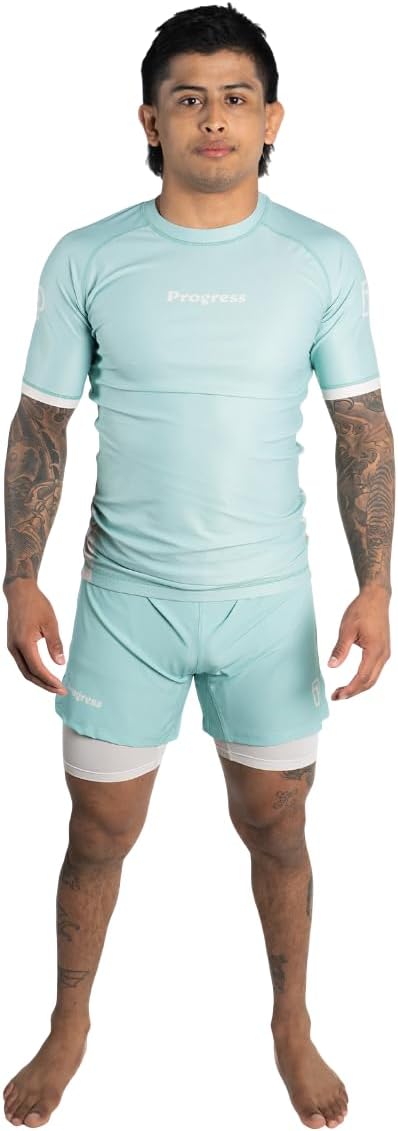 Progress Jiu Jitsu Academy BJJ Board Shorts | Durable 4-Way Stretch Mens Training Shorts for Brazilian Jiu Jitsu, MMA, Muay Thai & Grappling | Lightweight No-Gi Gym Shorts