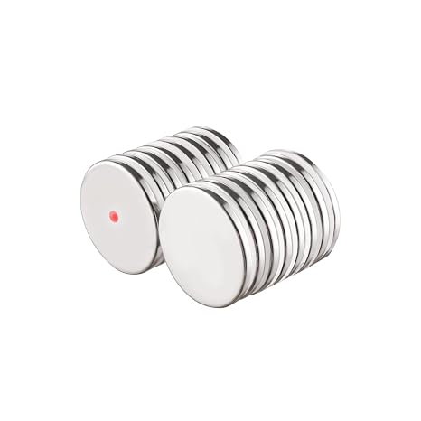 16-Pack Neodymium Office Disc Magnets 1.26" x 1/8" | Permanent Object for DIY, Crafts, Industrial, and Home Use