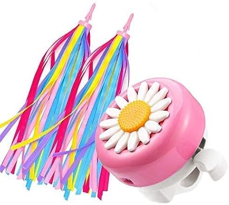 kortes 1 Pack Kids Bike Bell and 2 Pack Kids Bike Streamers for Children's Bike Accessories (Pink, Red,& Blue)