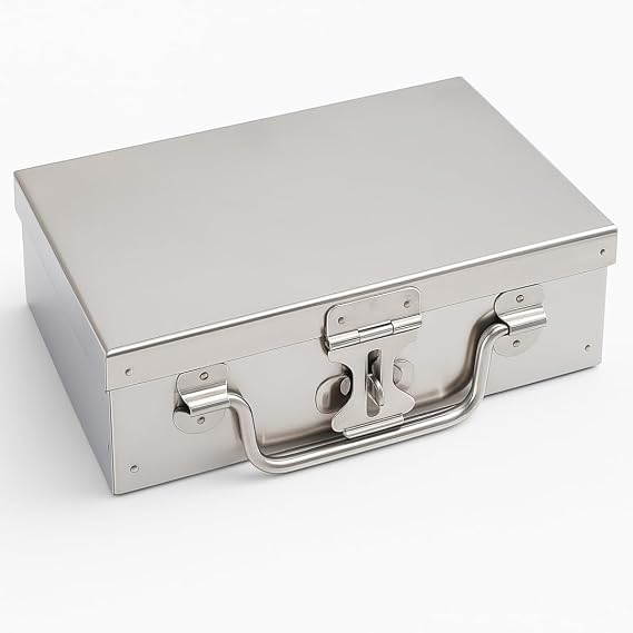 Bin Buddy Steel Storage Box For Padlock | 7" x 4" x 2" Compact Design | Great For Storing Jewelry, Heirlooms, Passports, Cash, Small Valuables