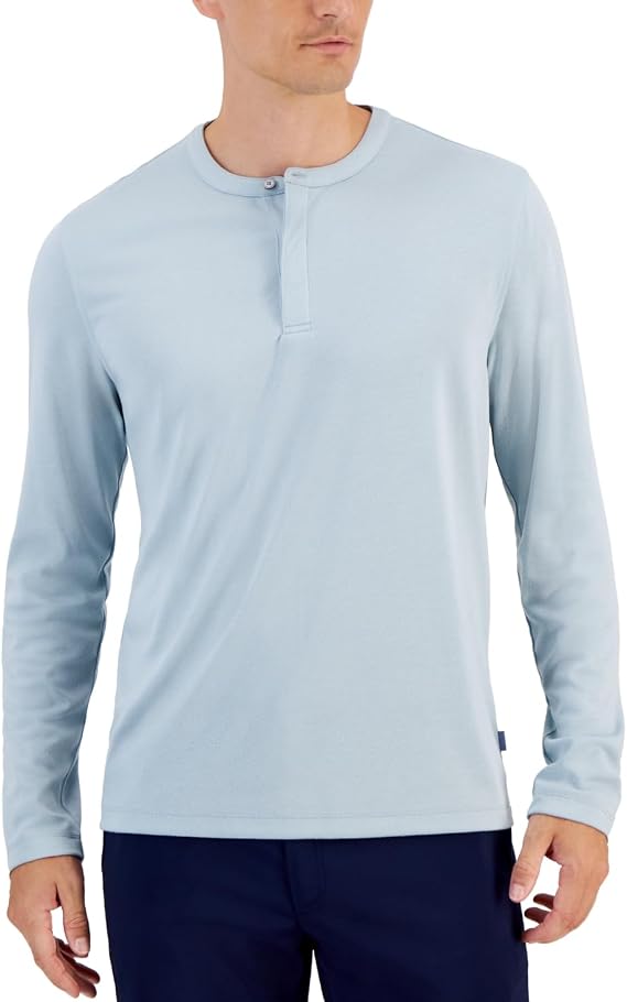 I.N.C Mens Solid Alfatech Henley Shirt