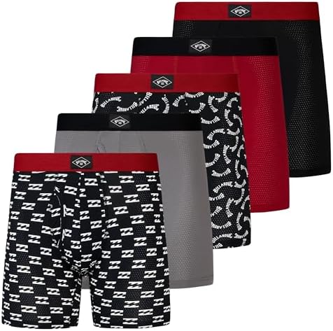 Billabong Mens Underwear 5 Pack Nylon Performance Boxer Briefs for Men