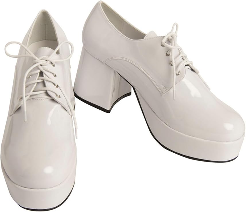 White Disco Platform Costume Shoes for Men
