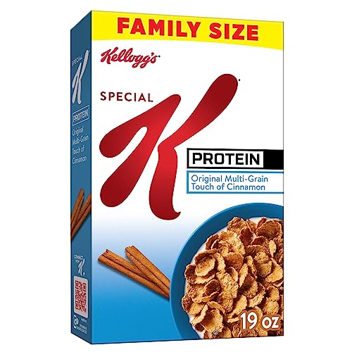 Special K Protein Cold Breakfast Cereal, 10g Protein, 11 Vitamins and Minerals, Family Size, Original Multi-Grain Touch of Cinnamon, 19oz Box 1 Box