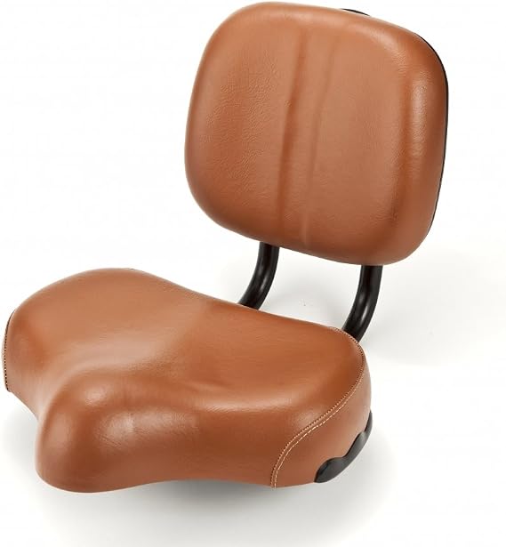 Micargi Bicycle Seat with Backrest, Brown - for Beach Cruiser Lowrider Chopper BMX Bikes