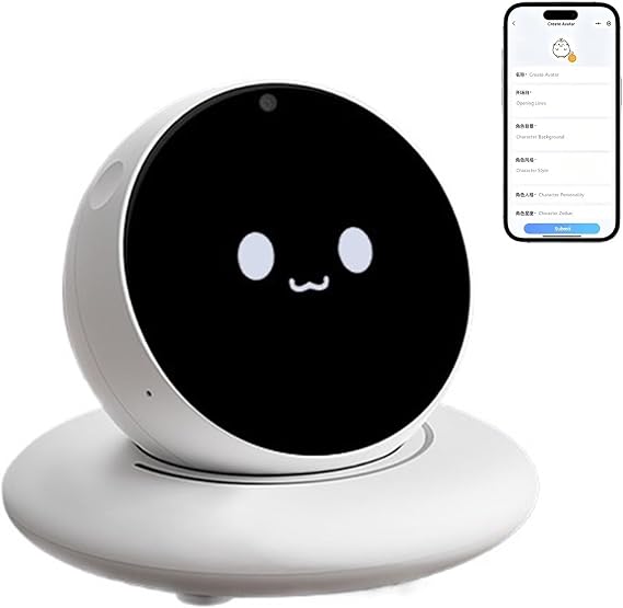 Intelligent AI Voice Robot for Car Dashboard, Voice Activated Interactive Electronic Companion, Hands-Free Smart Driving Assistant, Cute Vehicle Traveling Gadget for Adults(White)