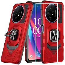 for TCL 60 XE 5G Case/TCL 50XL 5G Case with Screen Protector,TCL 60 XE Phone Case Magnetic Ring Stand,Dual Layer Military Grade Protection,Rugged Shockproof Heavy Duty Corner Cover for TCL 50 XL Red