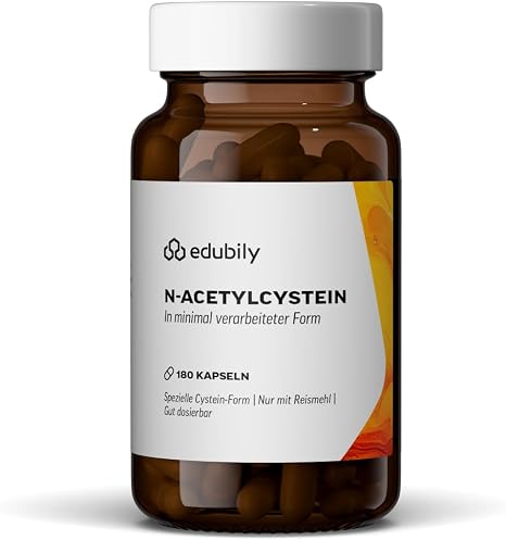 edubily N-Acetyl-L-Cysteine - 150 mg Pure N-Acetylcysteine (NAC) per Capsule - No Additives - Laboratory Tested (180 Capsules)