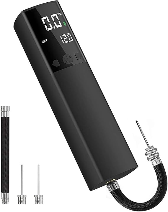 Electric Ball Pump for Sports Balls, Basketball Pump with Gauge and LCD | Portable Ball Inflator for Basketball Football Volleyball Soccer Ball, 15 PSI with 2 Pin and 1 Air Hose