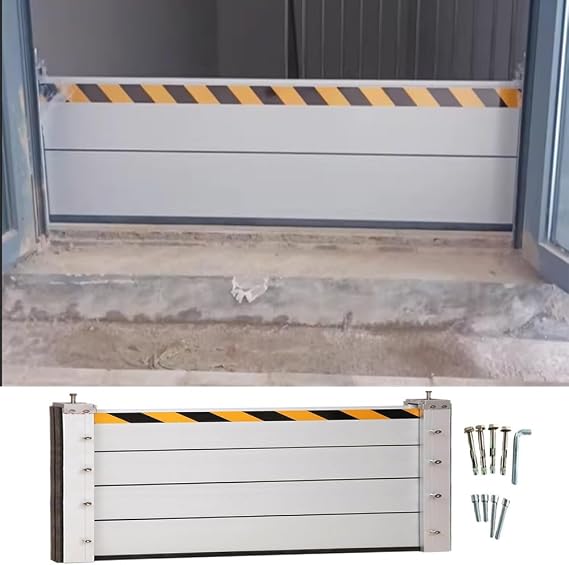 Flood Protection Barriers 3/4/5/6/7/8/9/10/11/12/13/14/15/16/17/18ft Reusable Detachable Aluminum Flood Panel Shield Flood Protection Dam Beam System Alternative Sandbag(H 2.6ft(80cm),16ft(4.9