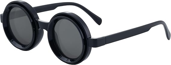 Cyxus Adjustable Tint Sunglasses 1-9 Gears Polarized Lens P1323 | UV Protection,Featuring Advanced ND Filter Lens,Retro Round Style,Ideal for Travel Outdoor Activities Daily Wear
