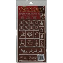 Over'N'Over Reusable Glass Etching Stencils Durable Self-Stick Designs for Glass, Mirrors, and Ceramics with Armour Etch Cream 5 x 8 Stencil Sheet - Holiday Baubles