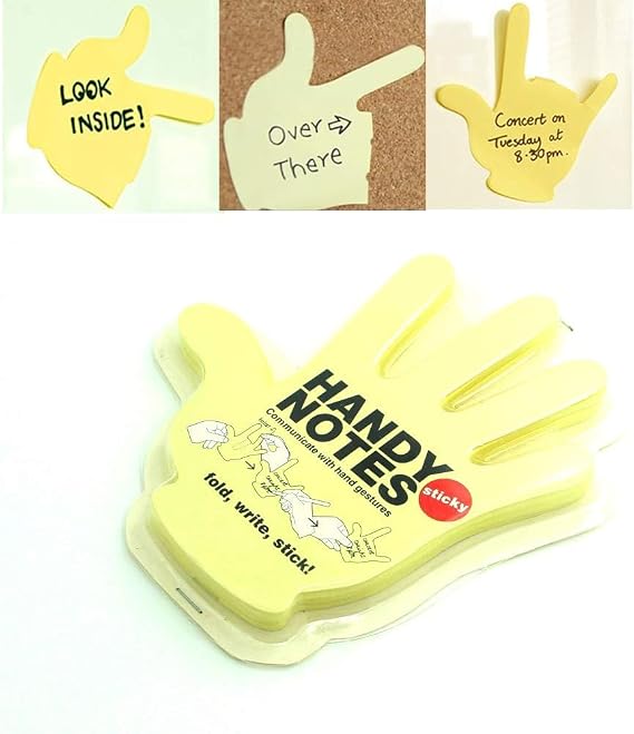 Yellow Fold Write Handy Notes Hand Shaped Sticky Notes Sticker 90 Sheets