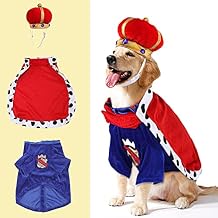 SEIS Halloween 3 Pcs Dog King Cloak Costume with Crown Cap Pet Suit Prince Autumn Winter Apparel Cat Hoodies with Hat Puupy Clothes French Bulldog Chihuahua (S (Chest Circumference 50cm/19.7"))