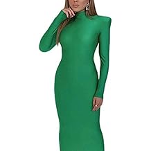 Shoulder Pad Long Sleeves Slim Green Party Club Maxi Dress Spring Autumn Women Fashion Elegant Clothes
