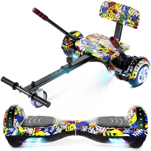 Scooter with Seat Attachment for Kids Adults, 6.5 8.5Balancing Scooter with Bluetooth Speakers & Colorful LED Light with kart