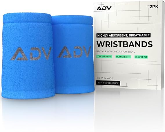 ADV Tennis & Pickleball Wristbands, Slim & Absorbent Wrist Sweatbands
