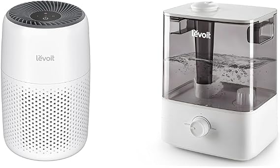 LEVOIT Air Purifiers for Bedroom Home, 3-in-1 Filter Cleaner & Classic300 Ultrasonic Top Fill Humidifier, Extra Large 6L Tank Last 60-Hour