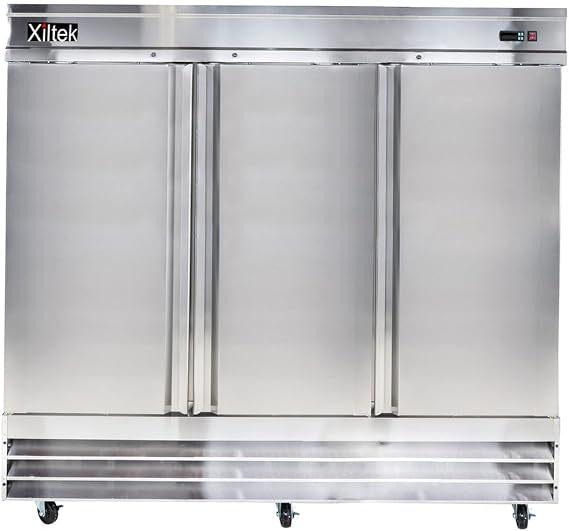 81" Commercial Three Door Freezer, All Stainless Steel, 72 cu.ft Reach-in Freezer for Restaurant, Bar, Shop, Food