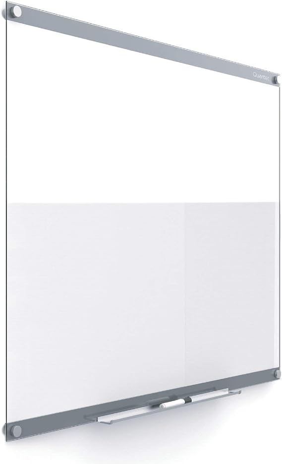 Quartet Glass Whiteboard, Magnetic Dry Erase Board, 18" x 24", with Customizable Templates, White Dry Erase Surface, Infinity (GI1824)