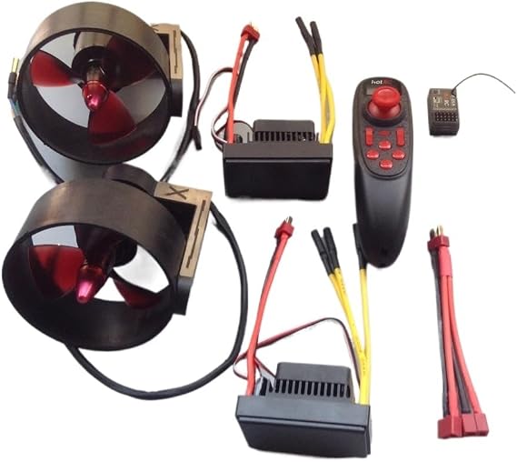 12-24V Dual Underwater Thruster Kit (10kg Thrust) with 2X 70A ESC with Remote, CW/CCW Propellers for RC Boat/ROV(T Plug Set)