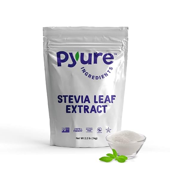 Pyure Stevia Sweetener Extract Powder, Reb A 98%, Non-GMO, Bulk Ingredient, 1 Kg