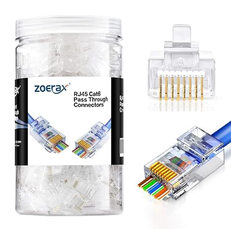 200-Pack RJ45 Cat6 Pass Through Connector, RJ45 Modular Plugs