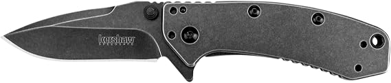 Kershaw Cryo Blackwash (1555BW); Rick Hinderer Design Drop Point Pocket Knife; SpeedSafe Assisted Opening with Flipper or Thumbstud; 4-Position Deep-Carry Pocketclip; Lanyard Hole; Frame Lock; 4.1 oz