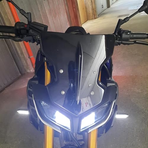 12 Motorcycle Windshield for Yamaha MT09 FZ09 2017 2018 2019 2020 Windscreen Front Screen Visor Wind Shield Deflector with Mounting Bracket, Dark Smoke