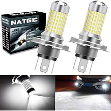 H4 HB2 9003 LED Bulbs Super Bright 3000LM 3014SMD 144-EX Chipsets with Lens Projector for Fog Lights, Automotive Driving Lamps, Daytime Running Lights, Xenon White (Pack of 2)