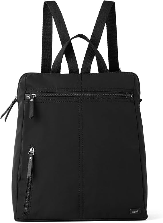 the sak Women's Recycled Esperato Backpack in Nylon, Spacious Bag with Adjustable Back Strap, Black II, One Size,109307