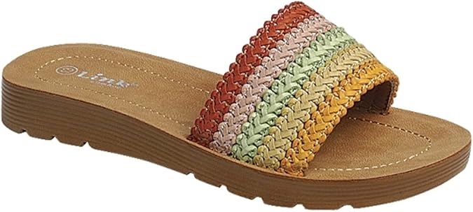Forever Link Women Open Toe Single Band Flat Slide Sandal