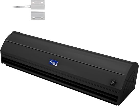 Awoco 36" Elegant 2 Speeds 900 CFM Unheated Indoor Air Curtain | 120VAC, Magnetic Switch, Durable Motors, Quiet Operation, Sleek Design, Easy Installation, Black
