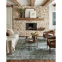 Loloi Magnolia Home by Joanna Gaines Banks Collection BAN-03 Blue/Lagoon 2'-3" x 3'-9" .13" Pile Height, Machine Washable, Accent Rug
