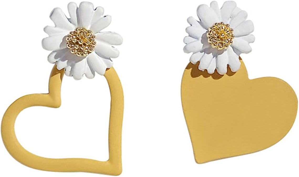 Flower Earrings for Women Daisy Hoop Stud Earrings Enamel Crystal Gold Silver Daily Party Holiday Outfits Fashion Jewelry