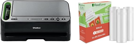FoodSaver V4400 2-in-1 Vacuum Sealer with Starter Kit and FoodSaver 8" x 20' Vacuum Seal Rolls (Pack of 3)