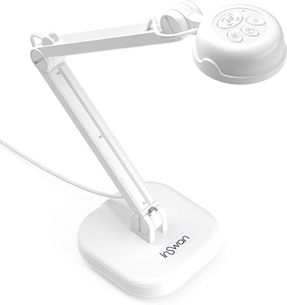 INSWAN INS-1 Classic USB Document Camera/Webcam, 8MP, Built-in LED, Mic