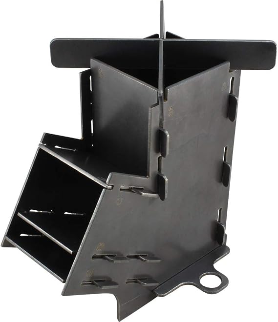 Flat Pack Mini Rocket Stove Portable Camping Stove Lightweight Wood Burning Survival Stove for Camping Hiking Emergency Prepper Gear Outdoor Cooking