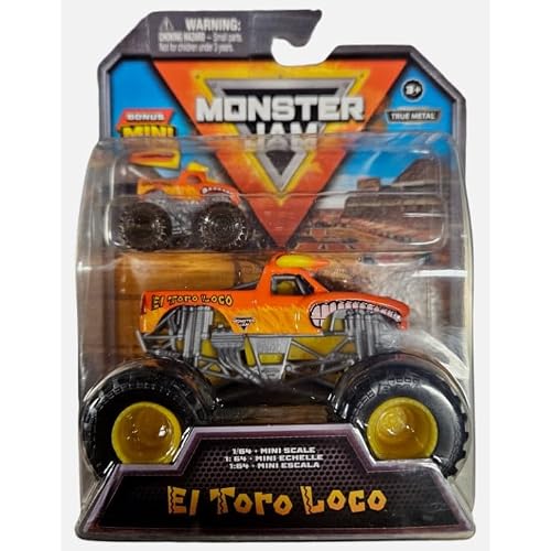 Monster Jam Megalodon 2-Pack 1:64 Scale Plus Mini True Metal Racer El Toro Loco