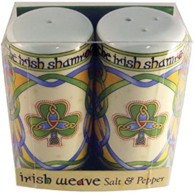 Irish Salt and Pepper Shaker Celtic Design Shamrock